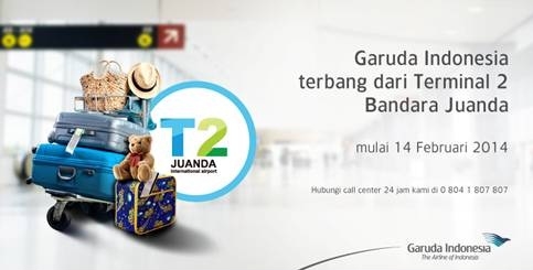 Flyer kepindahan Garuda Indonesia ke Terminal 2 (T2) Juanda